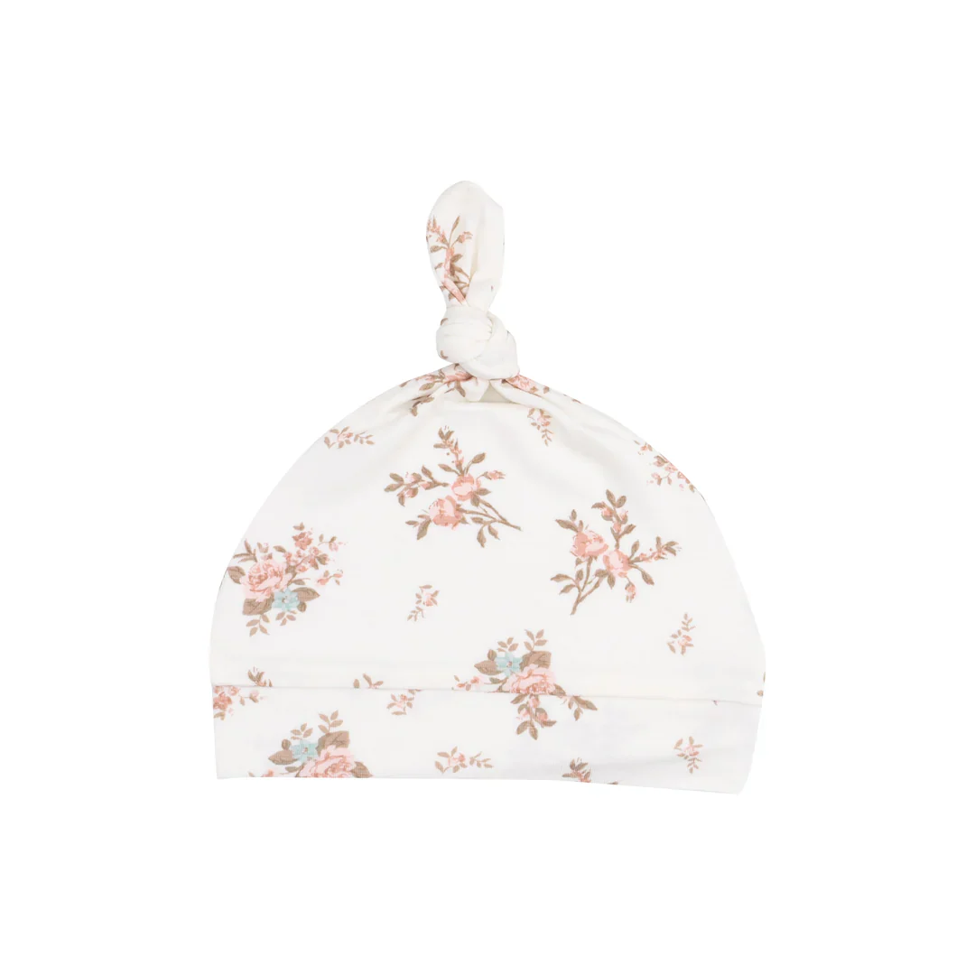 KIMONO GOWN AND HAT SET - VINTAGE ROSEBUDS - 0-3M