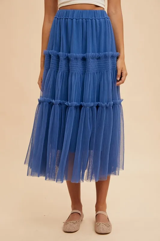 Tulle Tiered Midi Skirt