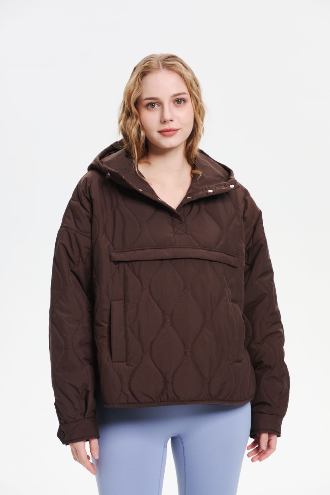 Women's Packable Quilted Water - Repellent Hooded Pullover