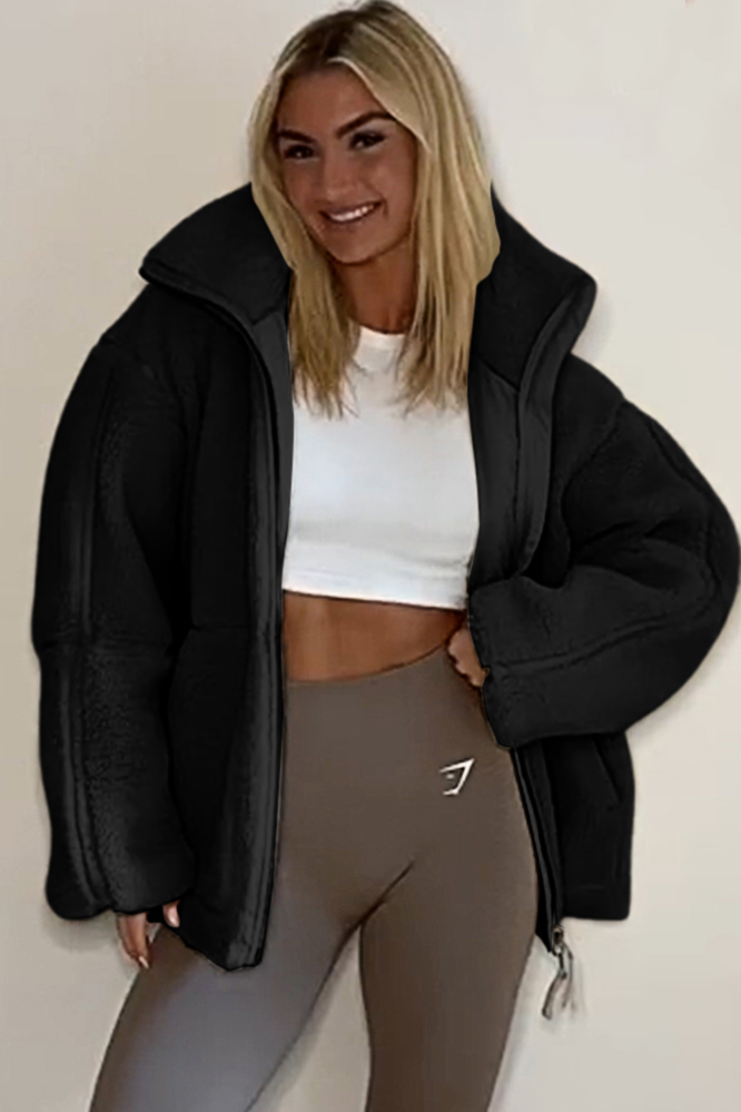Women's solid color warm fleece jacket