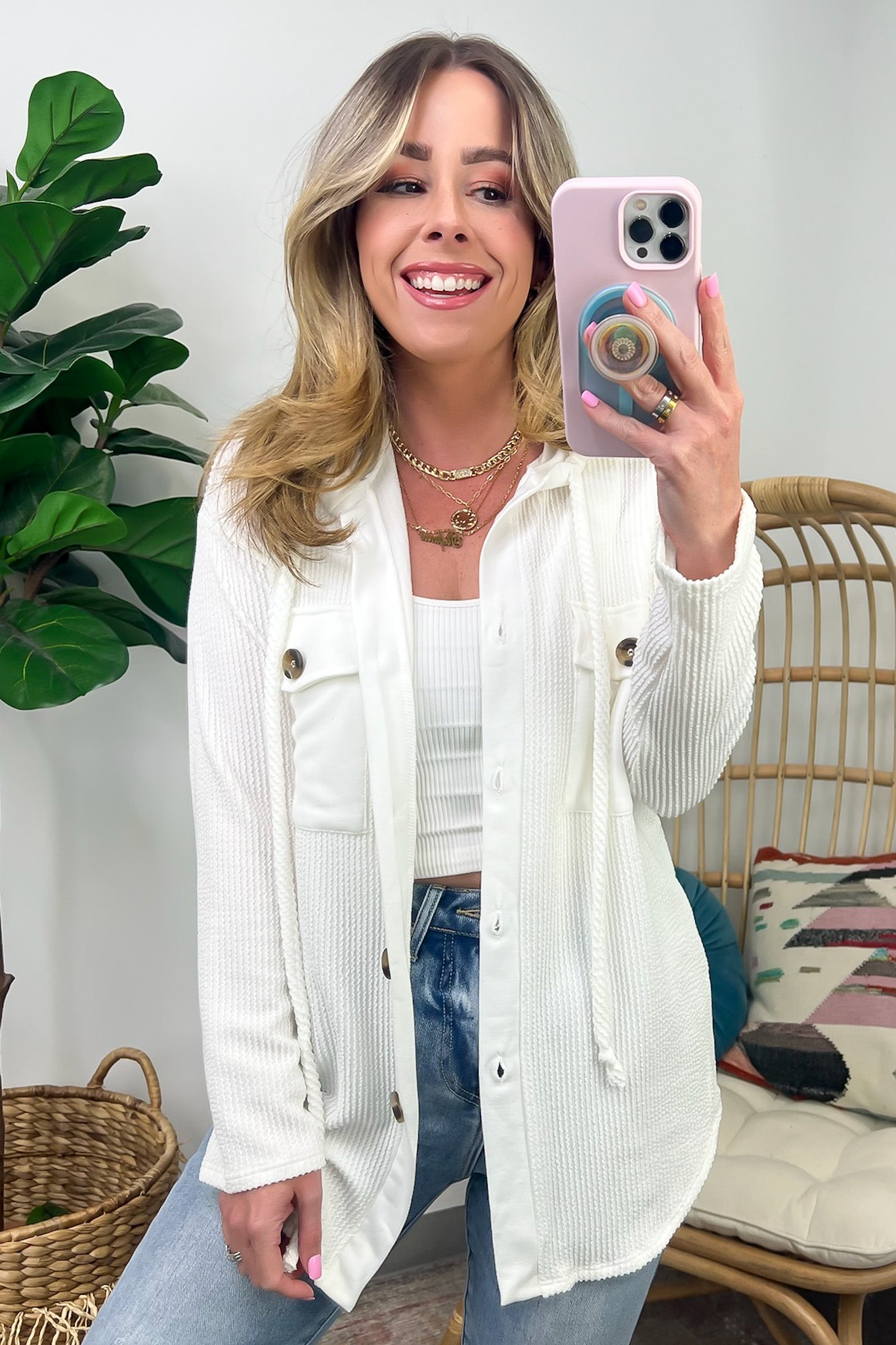 Saturday Satisfaction Ribbed Hooded Shacket