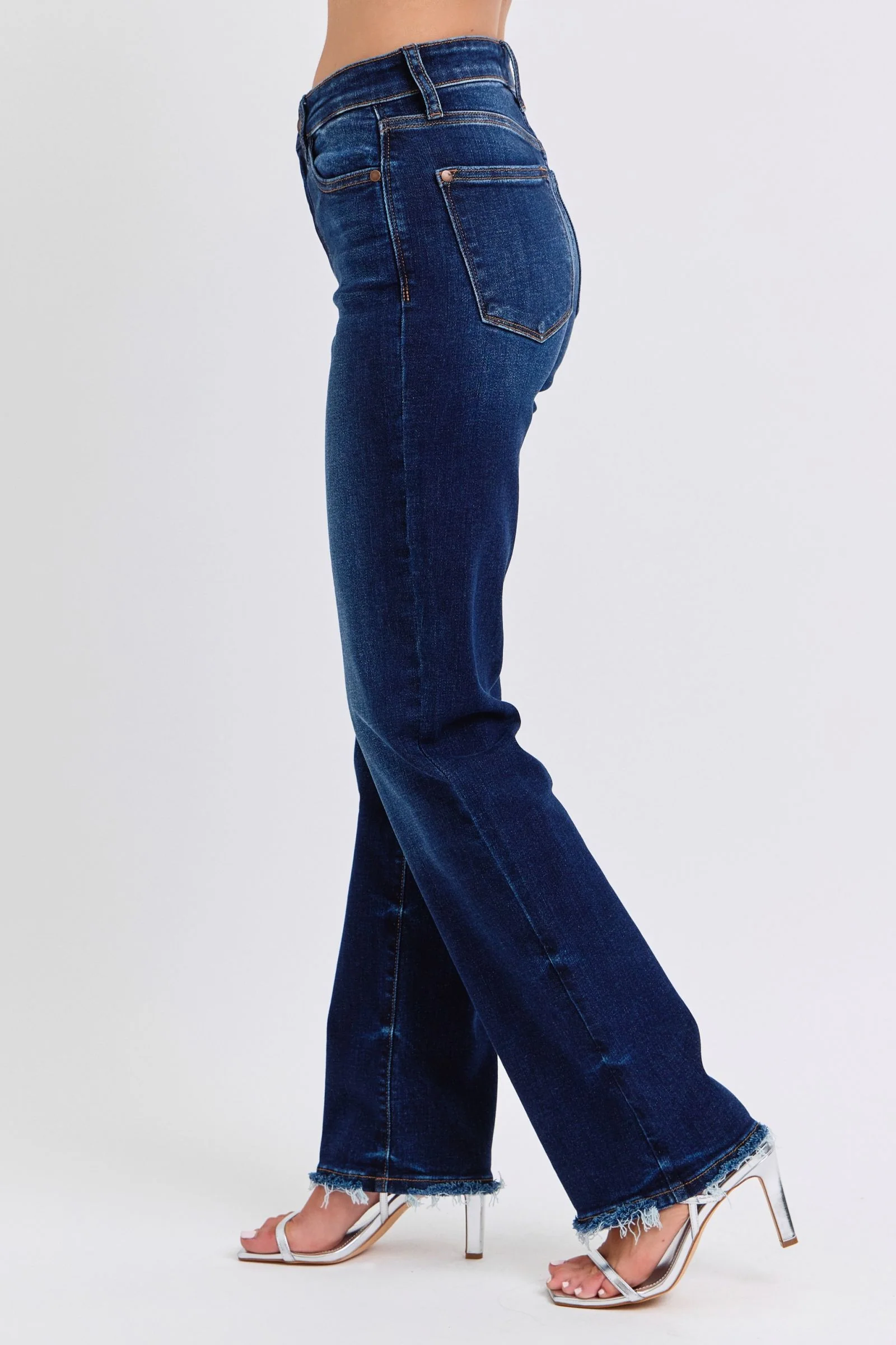 Blue Full Size Raw Hem Straight Leg Jeans