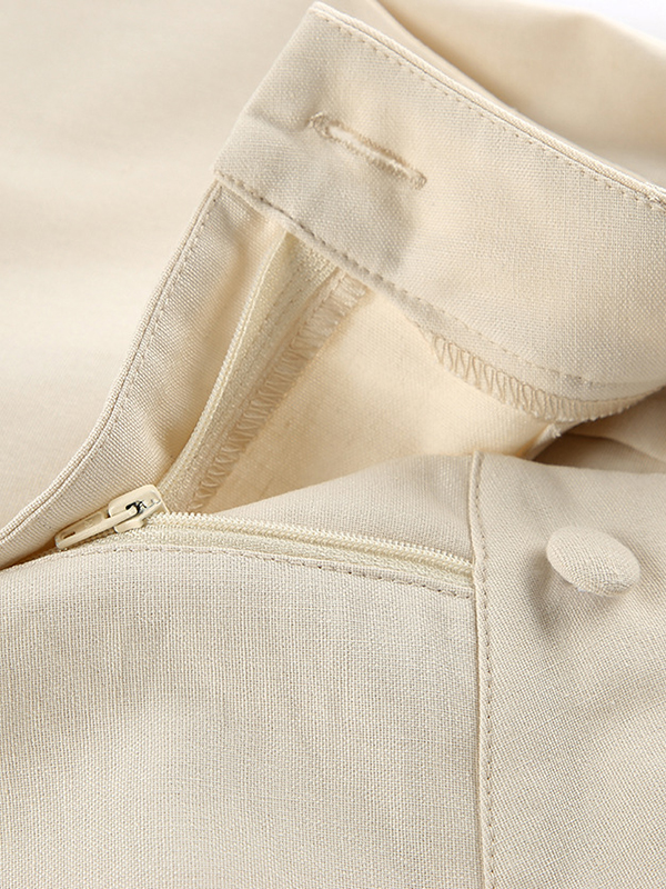 Solid Color Sleeveless Asymmetric Split-Joint  V-Neck Vest Tops +  Straight Leg Pants Suits Two Pieces Set