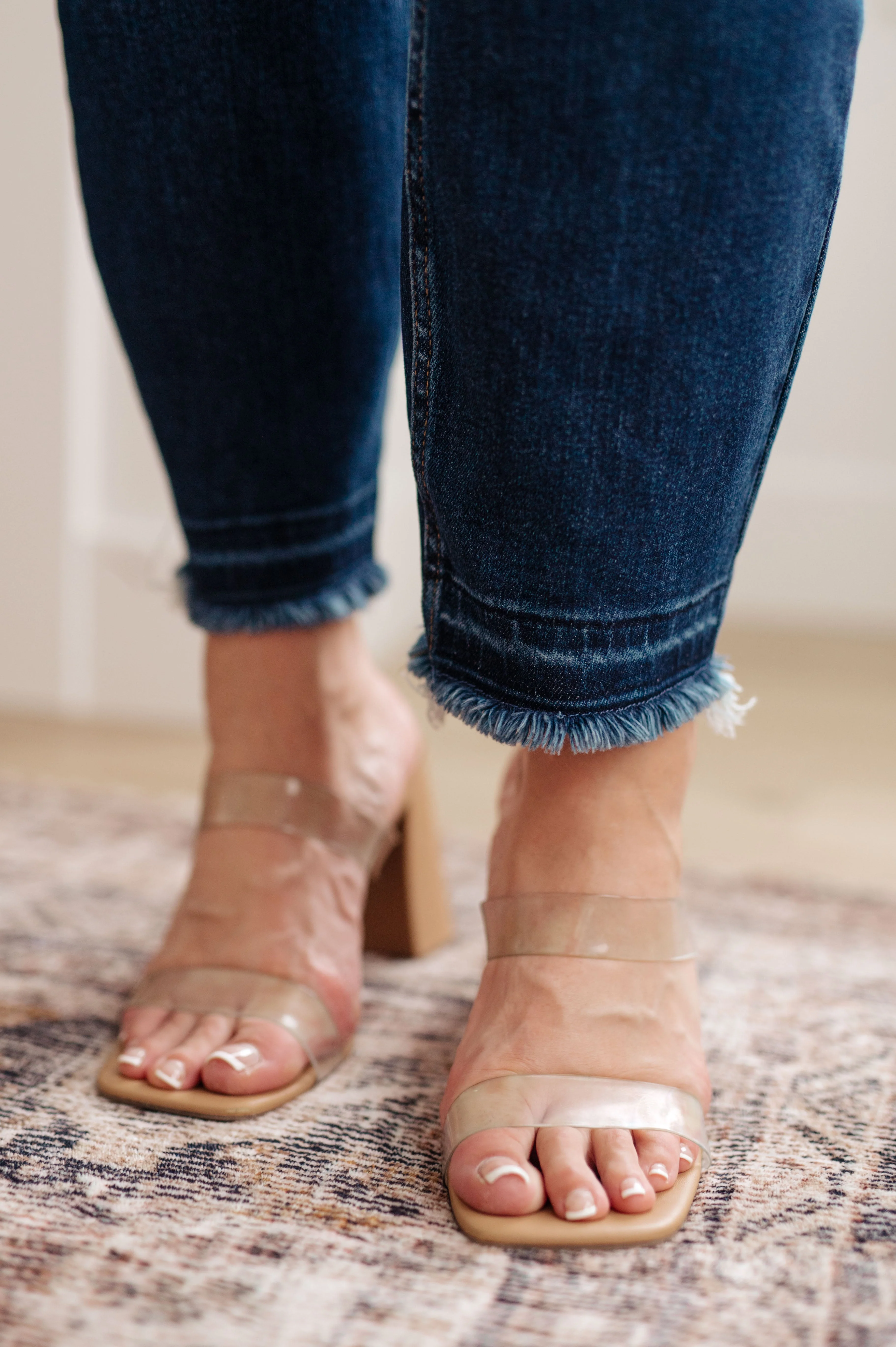 Blue Phillipa High Rise Release Hem Slim Jeans