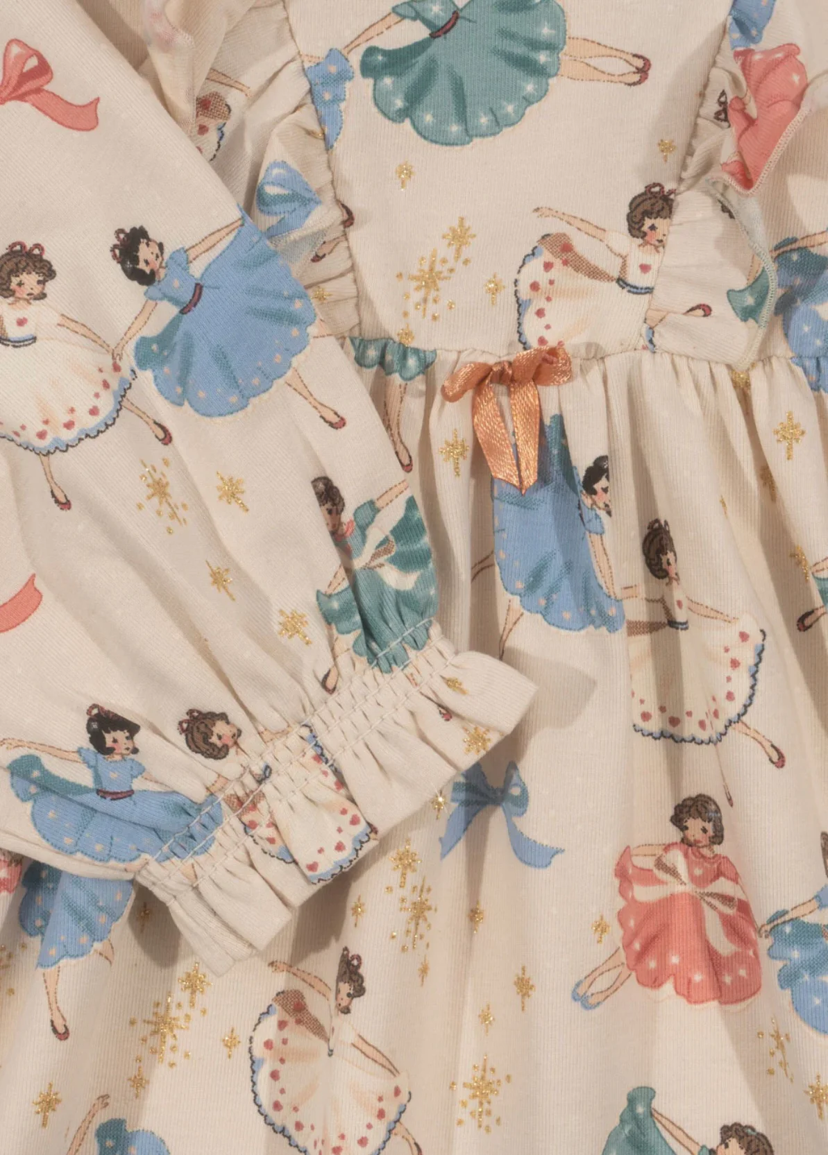 basic frill dress gots - beige bow ballerina