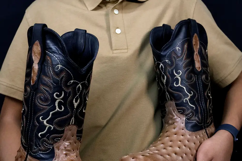 Men’s Orix Ostrich Leather Boots With Black Shaft