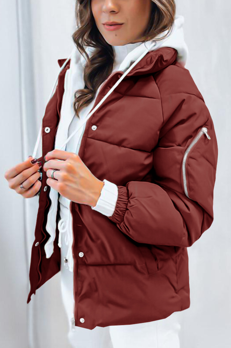 Women's Solid Color Patchwork Knitted Hooded Jacket
