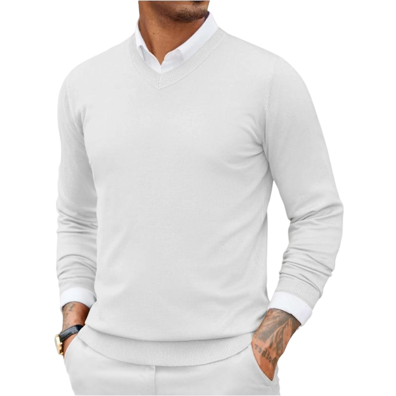Fall Outfits 2-Pack Knitted Ribbed V-neck Casual Jumper Knitwear Classic Fabric Fashion Menswear Shirt Soft Sweater Office