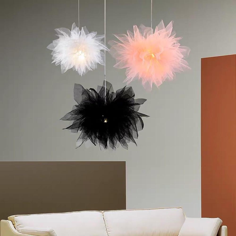 20'' Cotton Candy Mid Century Modern Pendant Light Metal Fabric Pendant Light