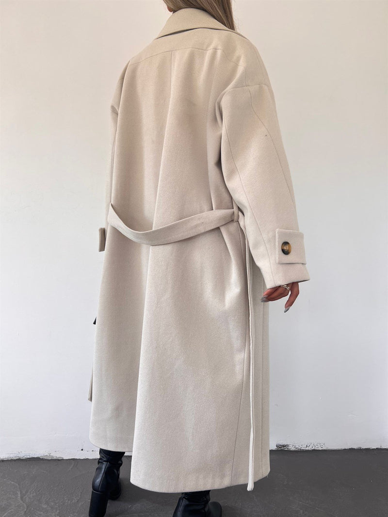 Womens Trench Belted Buttoned Coat