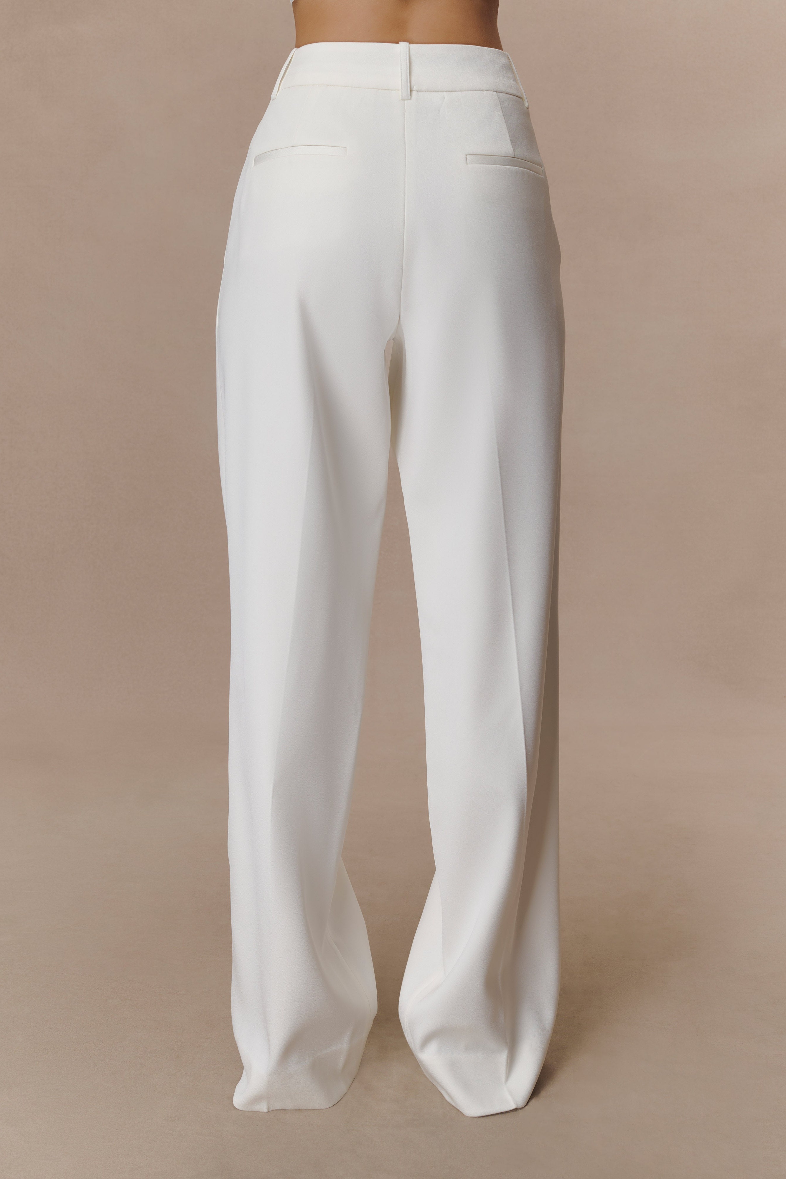 White Satin Straight Leg Pant
