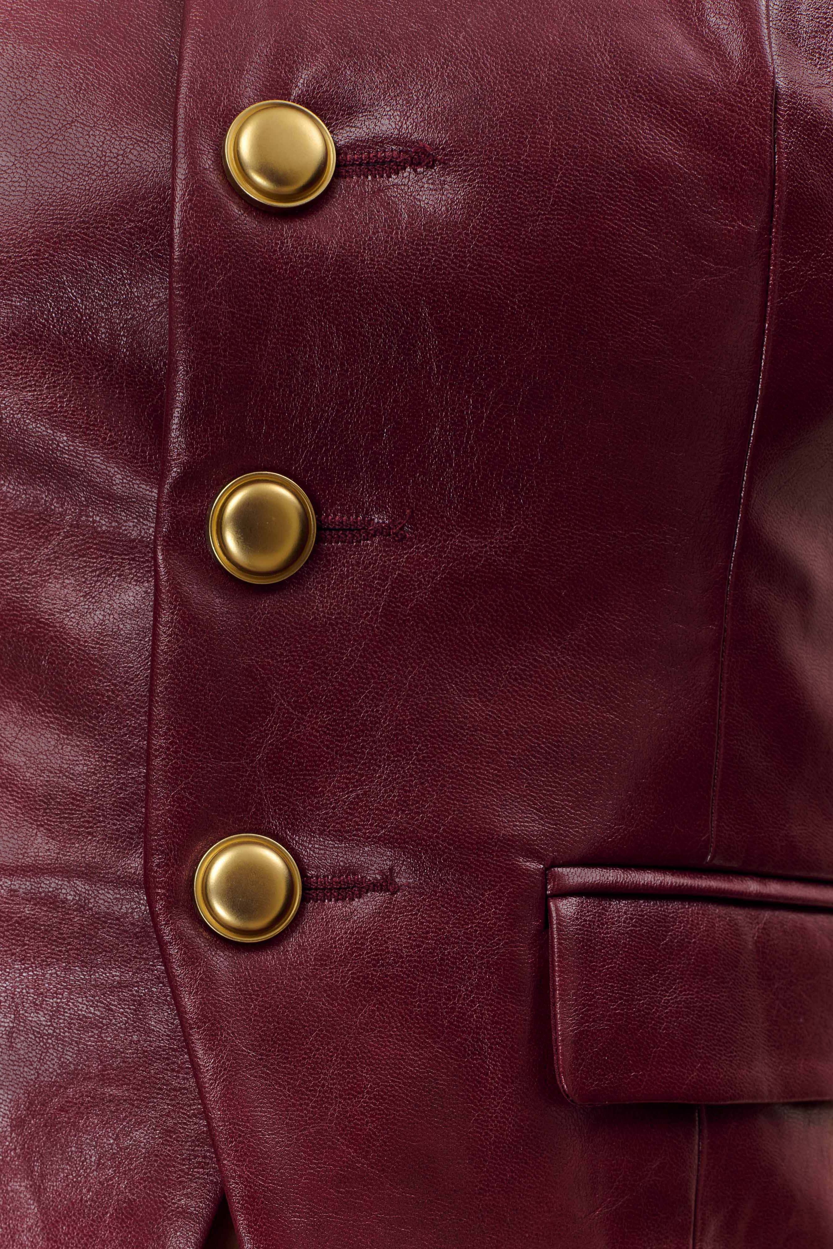 Red Faux Leather Sleeveless Vest