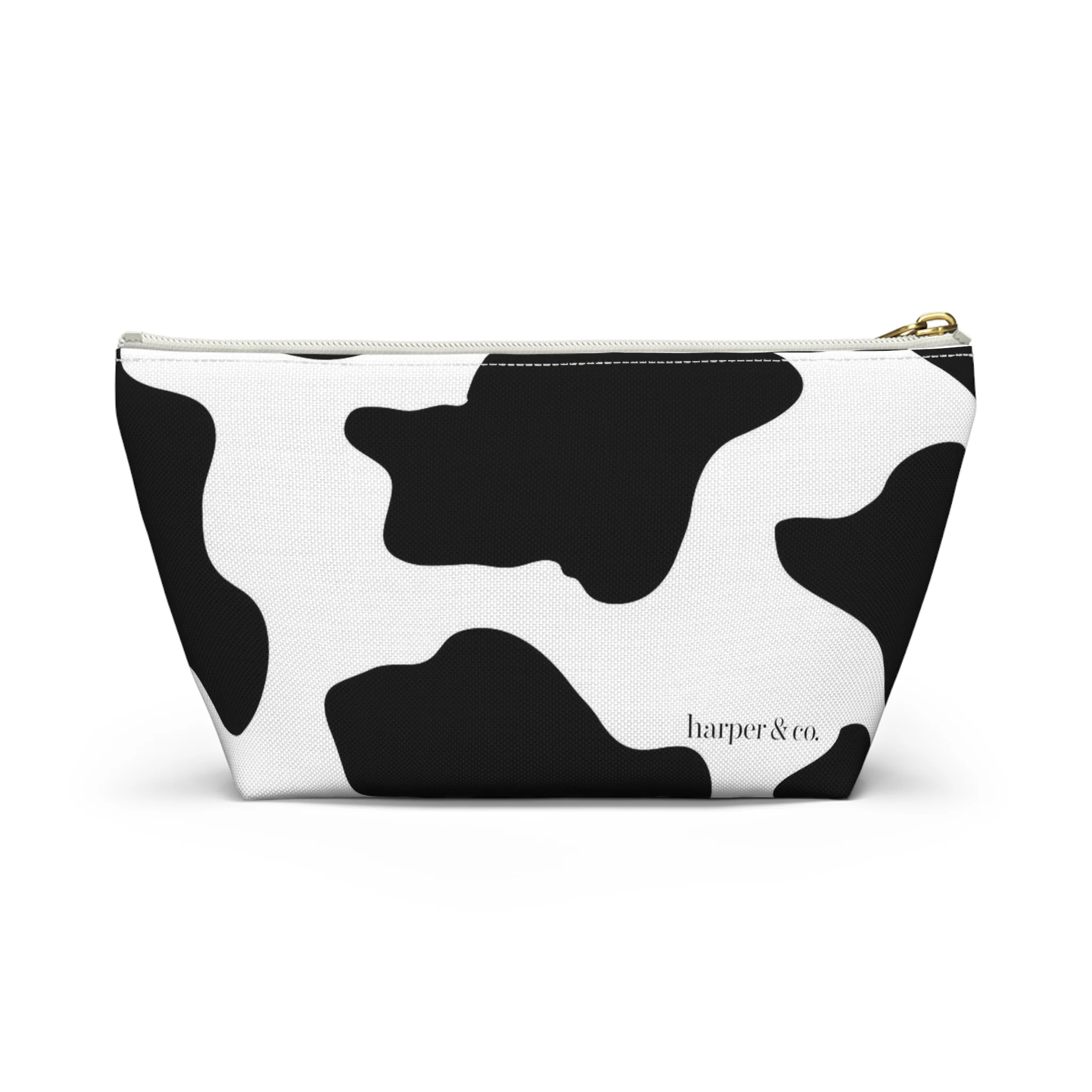 Cow Print Accessory Pouch w T-bottom