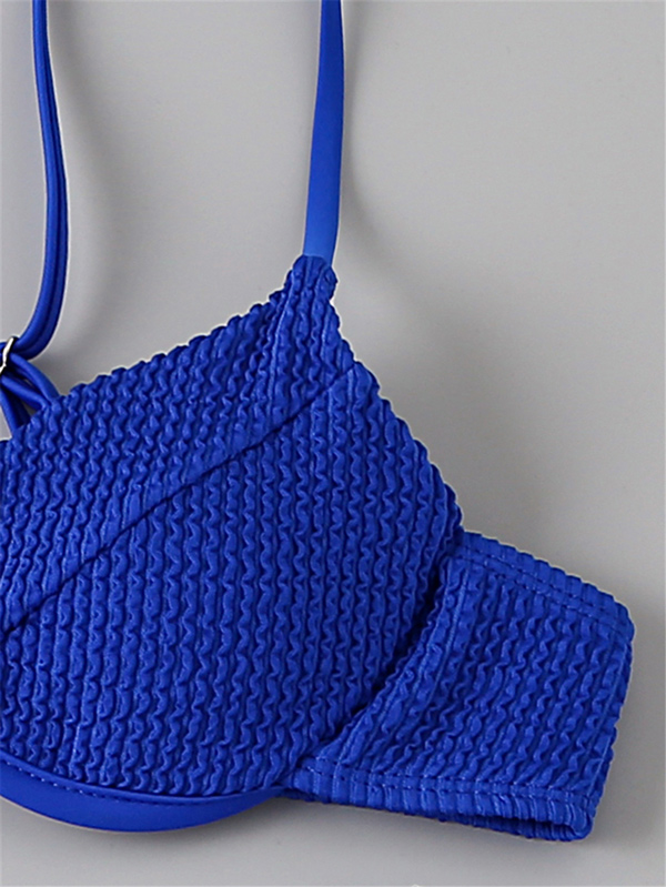 Solid Color Underwired Bralette Hipster Simple Bikini Swimwear