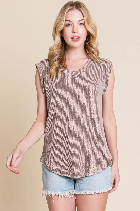 Rib Knit V-Neck Tank