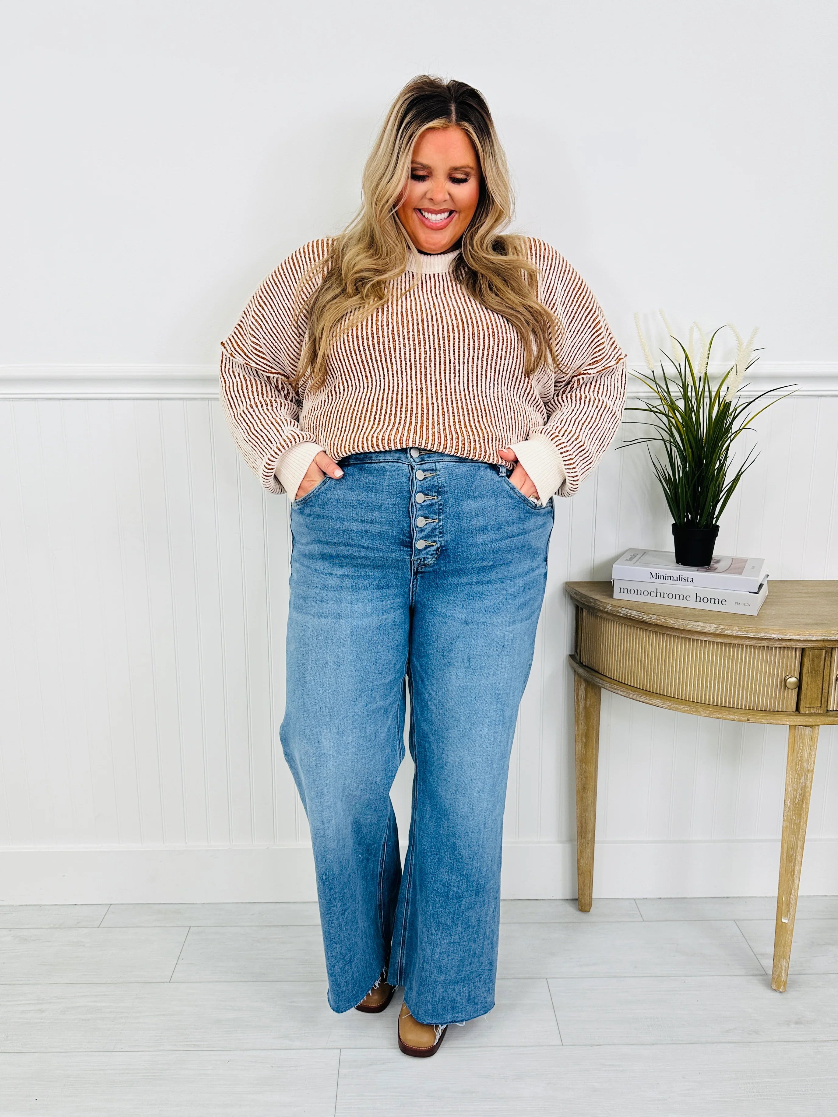 Push Your Buttons Tummy Control Wide Leg Jeans