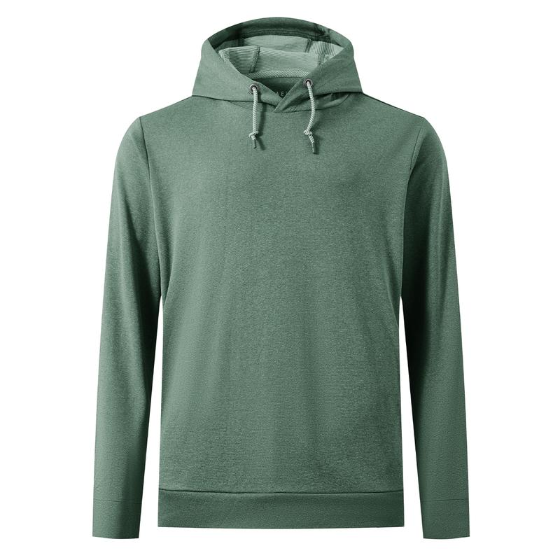 Men’s Solid Color Lightweight Golf Hoodie, 4-Way Stretch Breathable Dry Fit Pullover, Athletic Casual Fall Fashion drawstring sweatshirt Menswear Tops