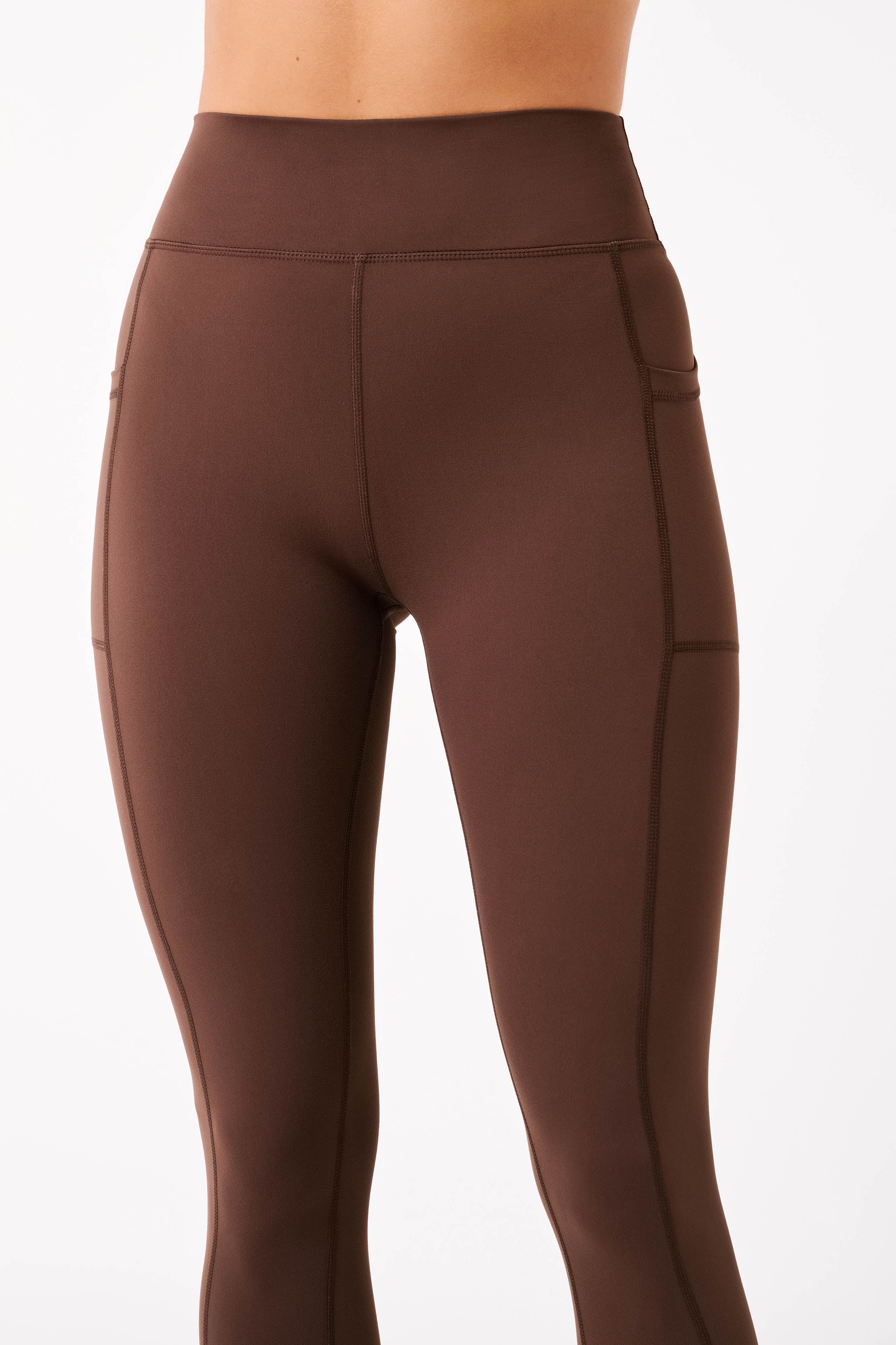 Chocolate V Back Leggings With Pockets