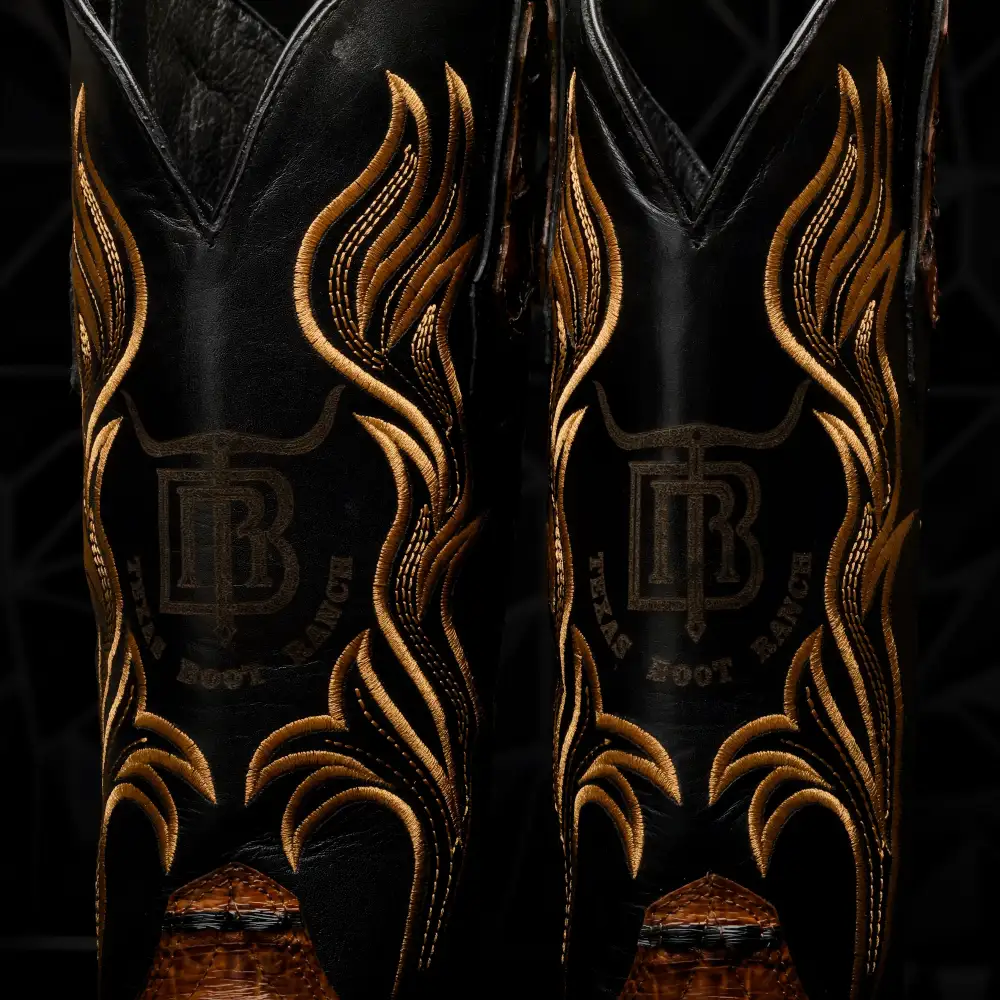 Honey Cognac Python Leather Boots - Square Toe