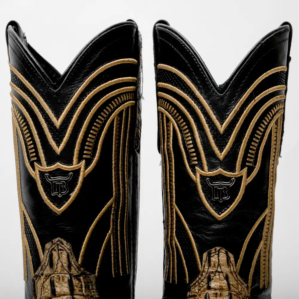 Orix Two-Tone Caiman Neck Leather Boots - Square Toe