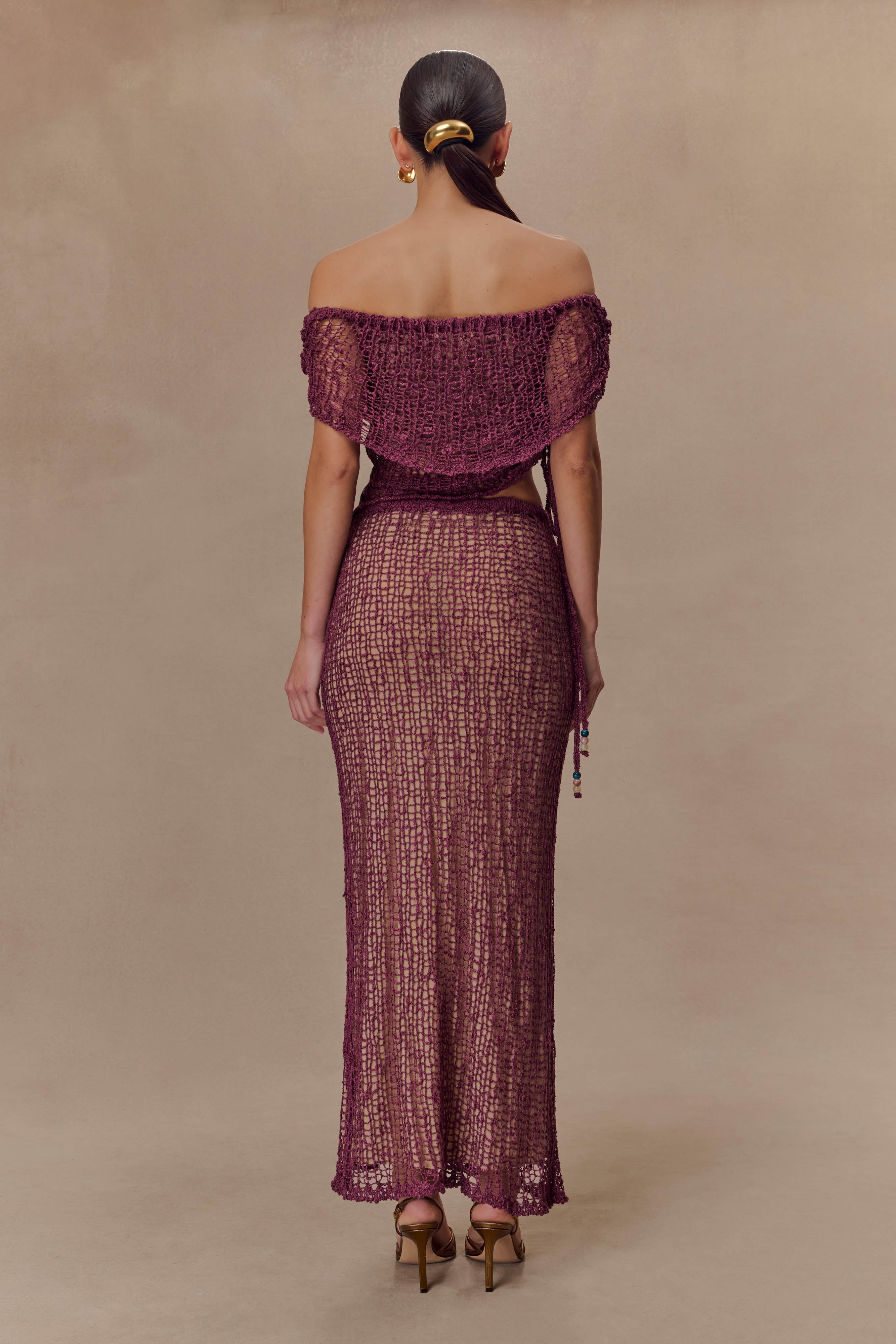 Mauve Off Shoulder Knit Top