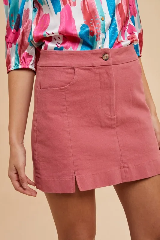 Wear Comfort Stretch Cotton Slit Detailed Mini Skirt