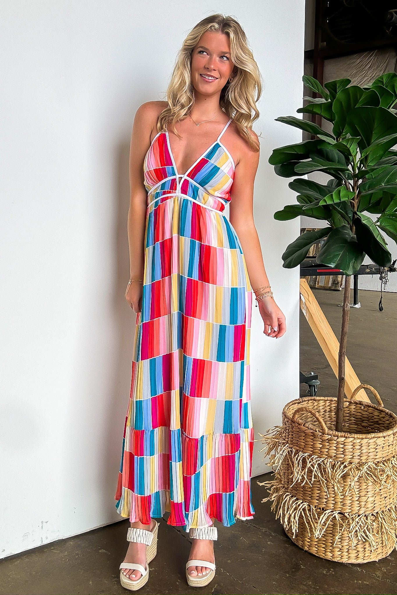Rainbow Summer Multi Color Maxi Dress