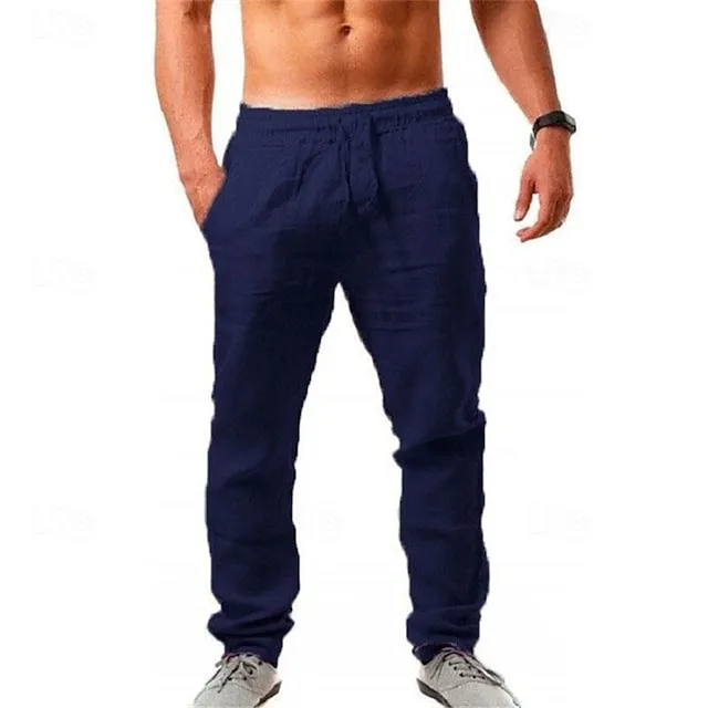 Men's Slim Fit Micro-Elastic Linen Trousers