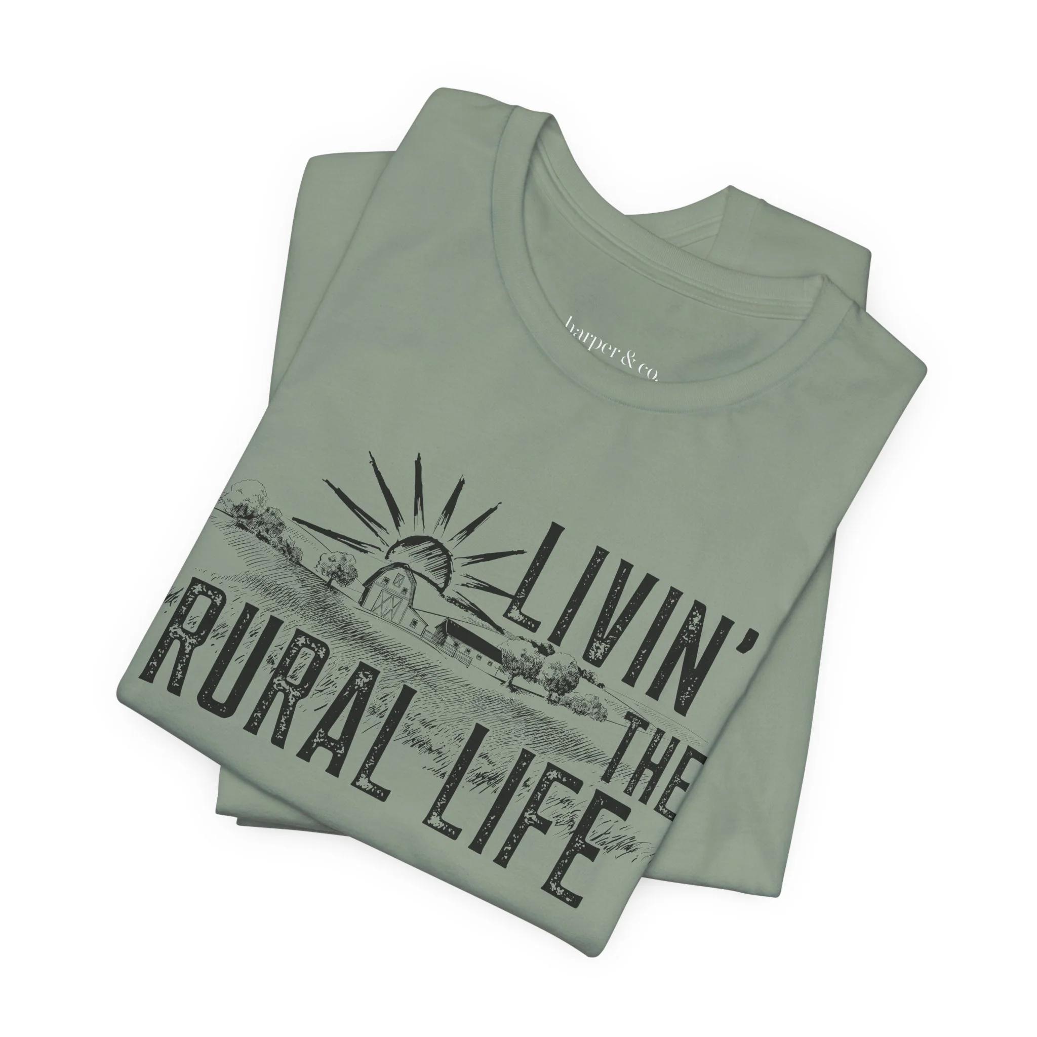Living the Rural Life (black graphic) Bella Canvas Unisex Jersey T-Shirt - Multiple Colors