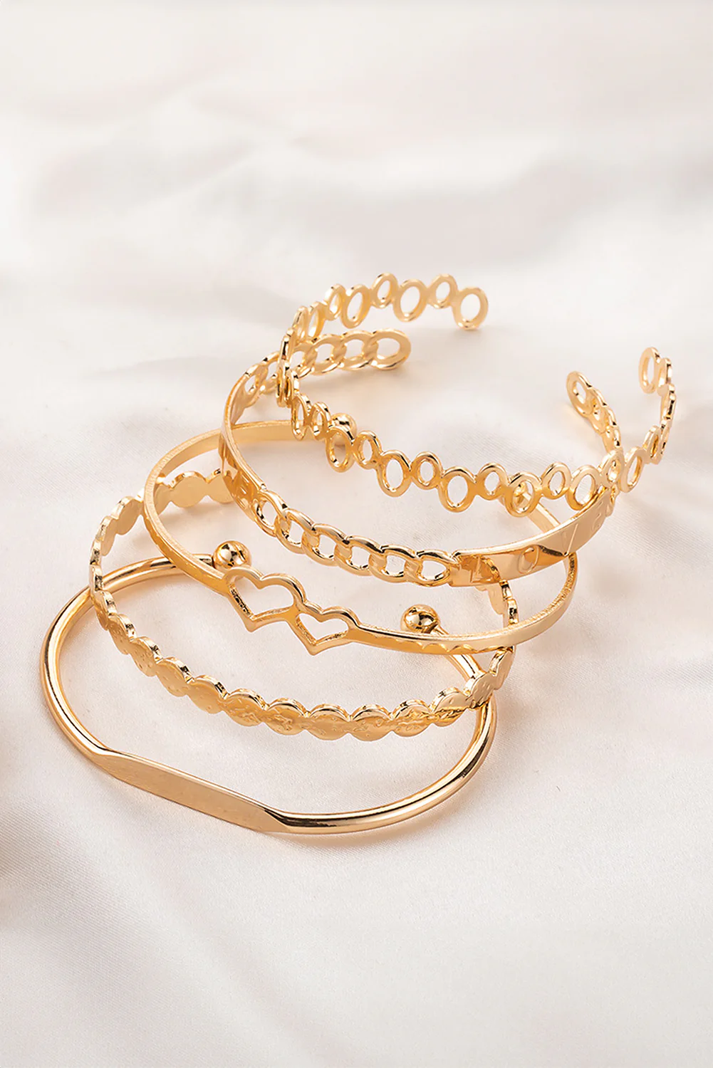 Gold Plated Valentines Bracelet 5pcs Set