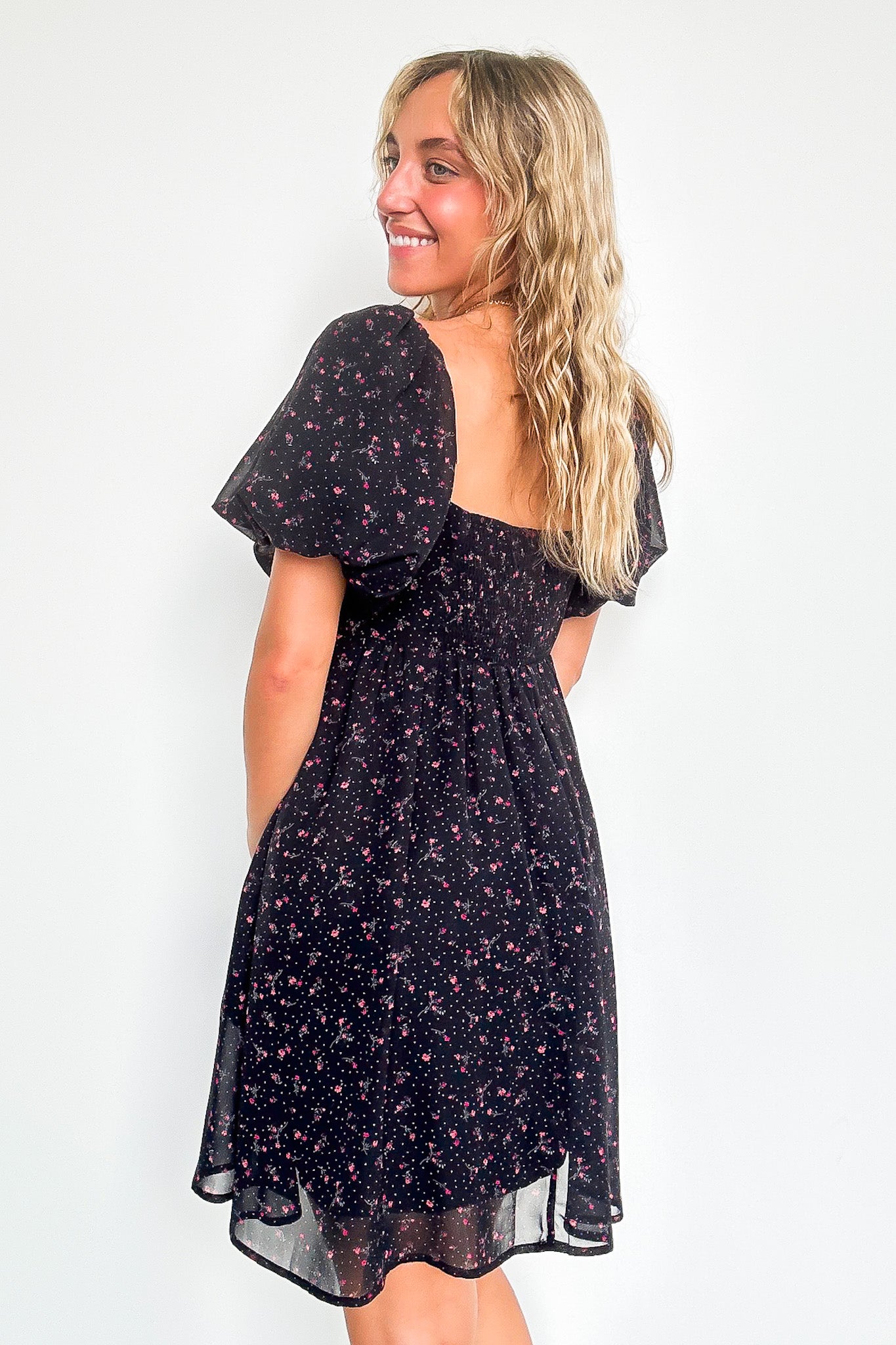 Deluxe Desire Square Neck Floral Dress