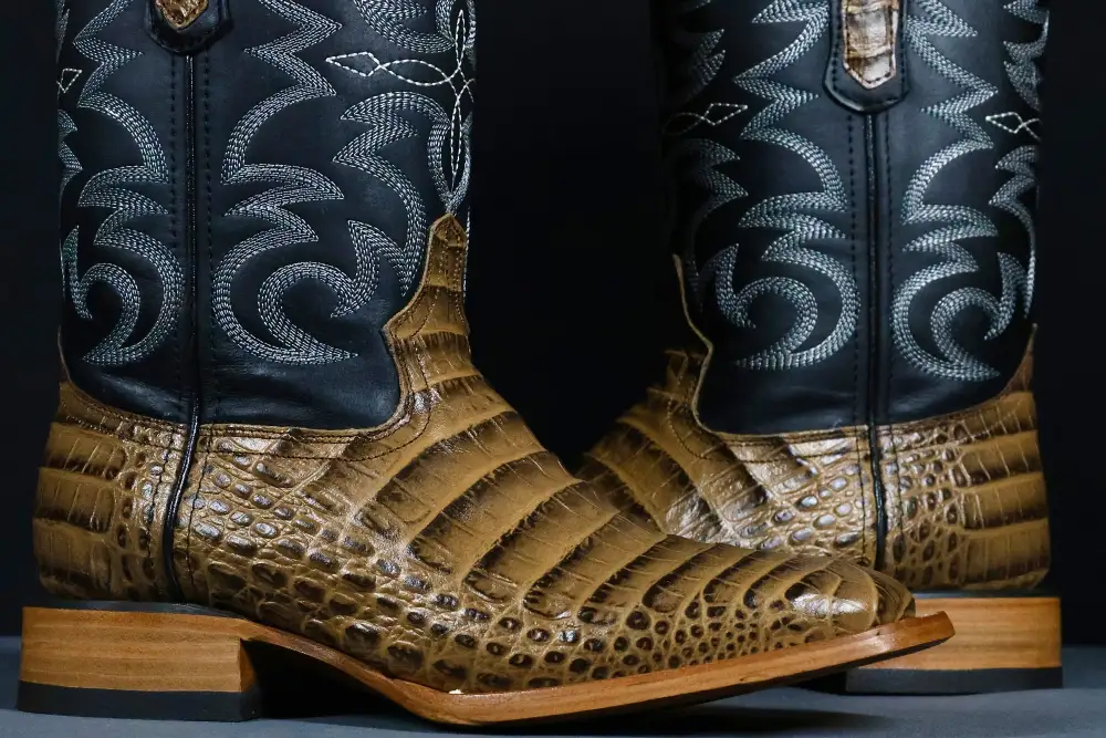 Men’s Honey American Gator Belly Leather Boots—Square Toe