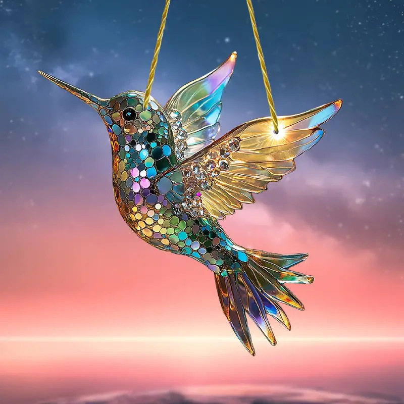 Hummingbird Suncatcher Colorful Window Hanging