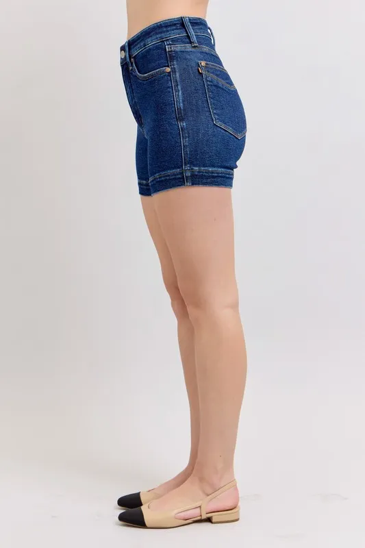 Blue High Waist Tummy Control Denim Shorts