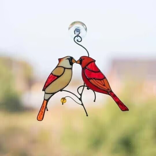 Cardinal Stained Glass Suncatcher