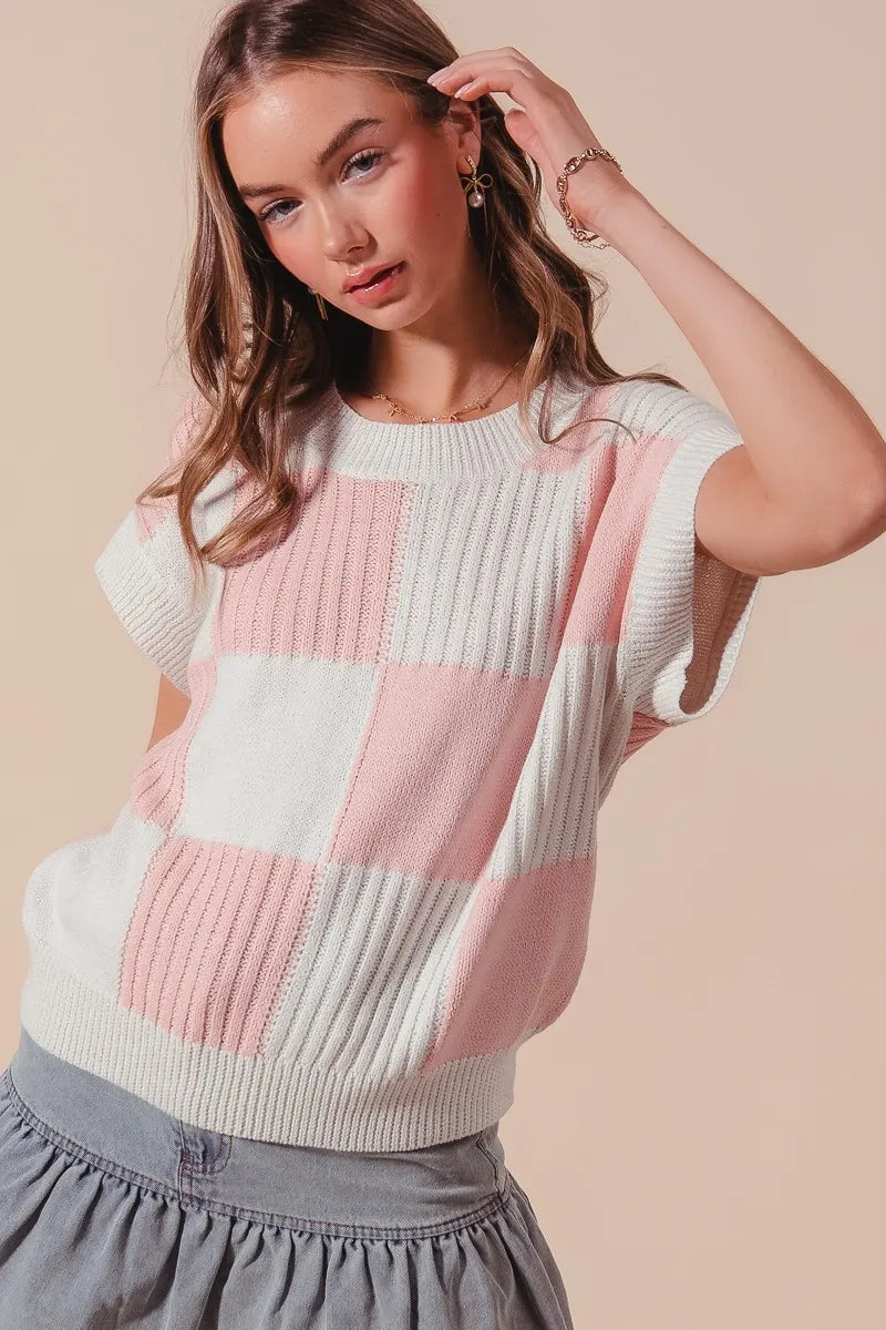Check Plaid Casual Sweater Top
