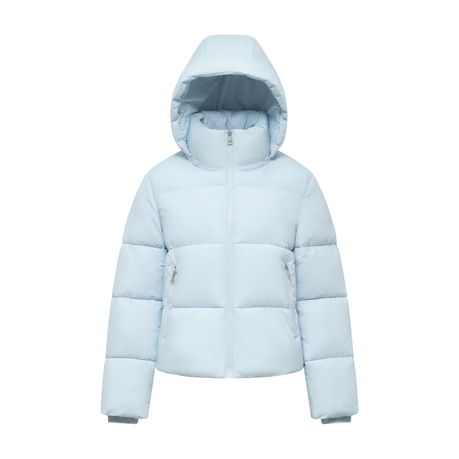 WarmCore Premium Short Puffer Jackets with Removable Hood & Optional Faux Fur Linging, Lady Casual Outerwear Longsleeves Zip Pockets Warm Quilted Coat
