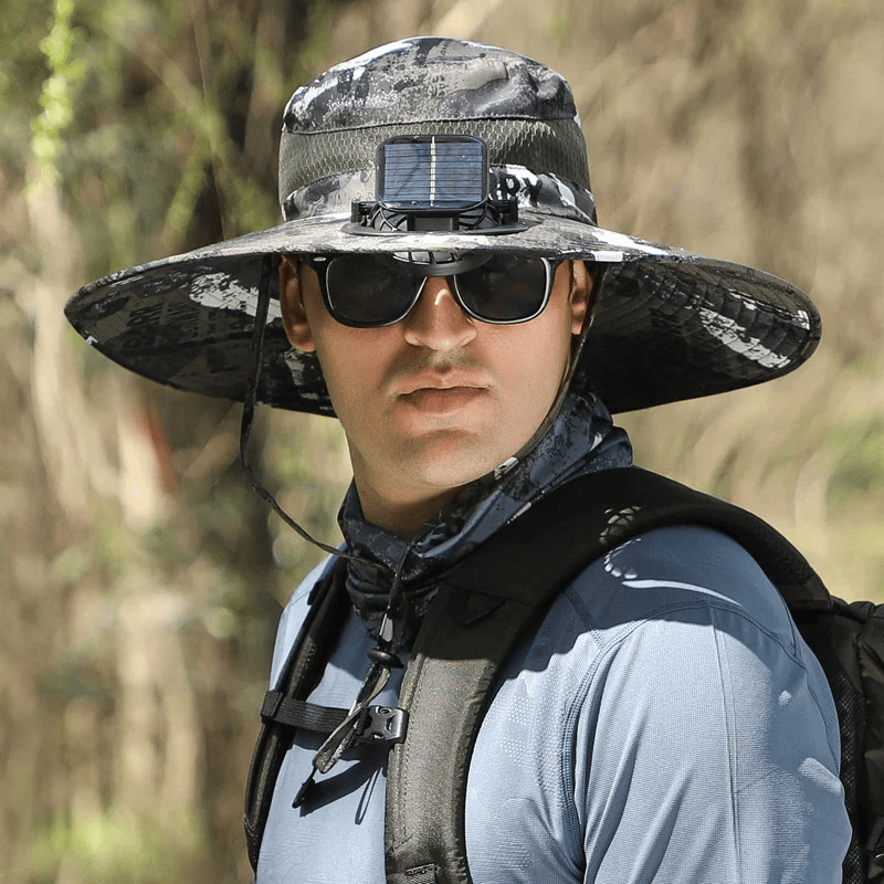 Solar-Powered Fan Outdoor Wide Brim Cooling Hat