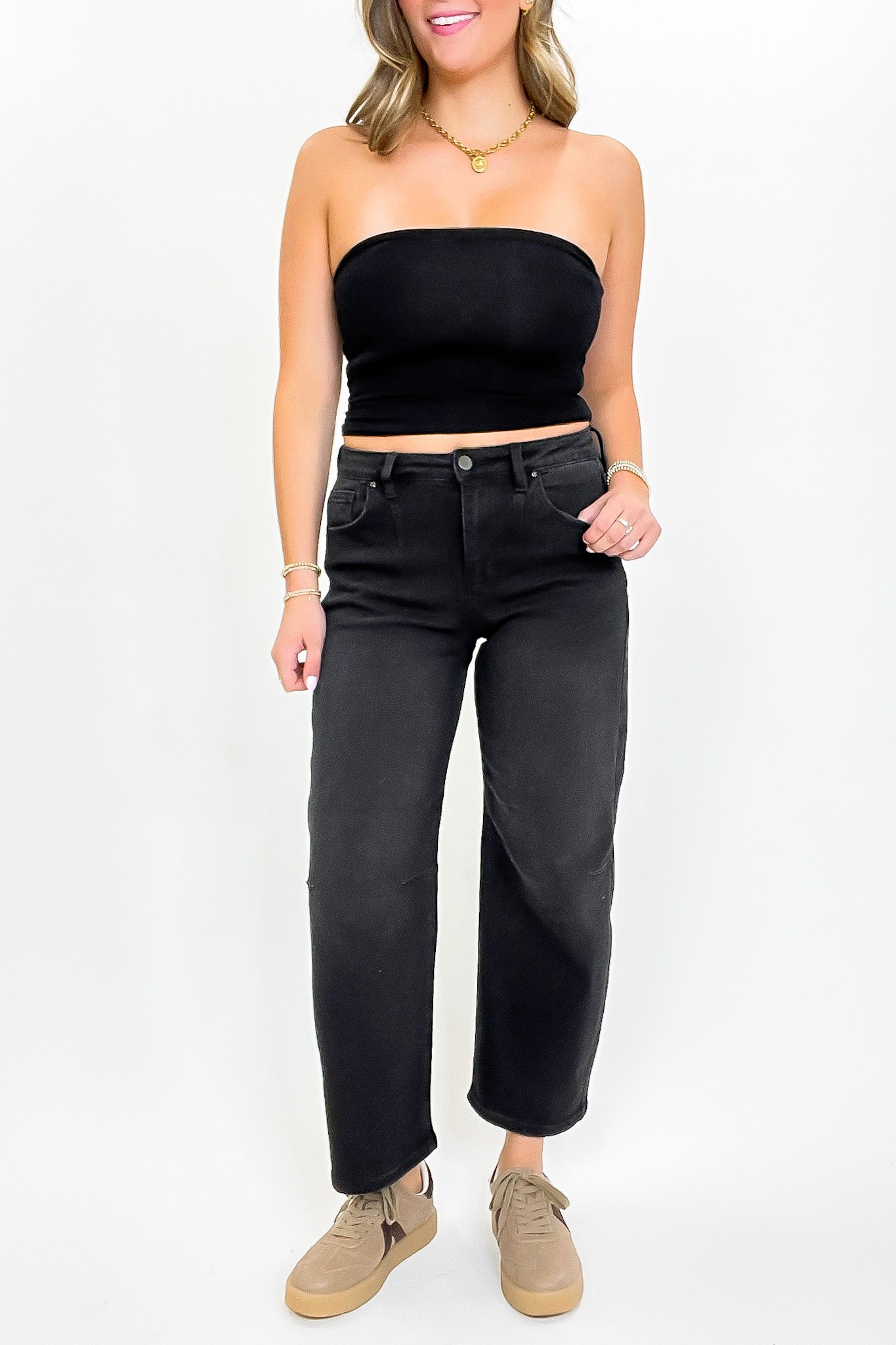 Ridgeway Mid Rise Fit Crop Wide Barrel Leg Jeans