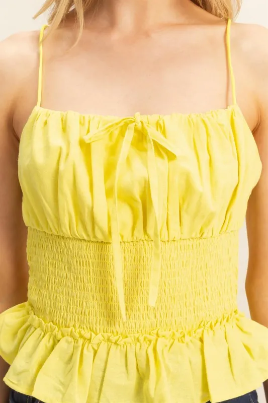 Poplin Smocked Waist Summery Cami Top