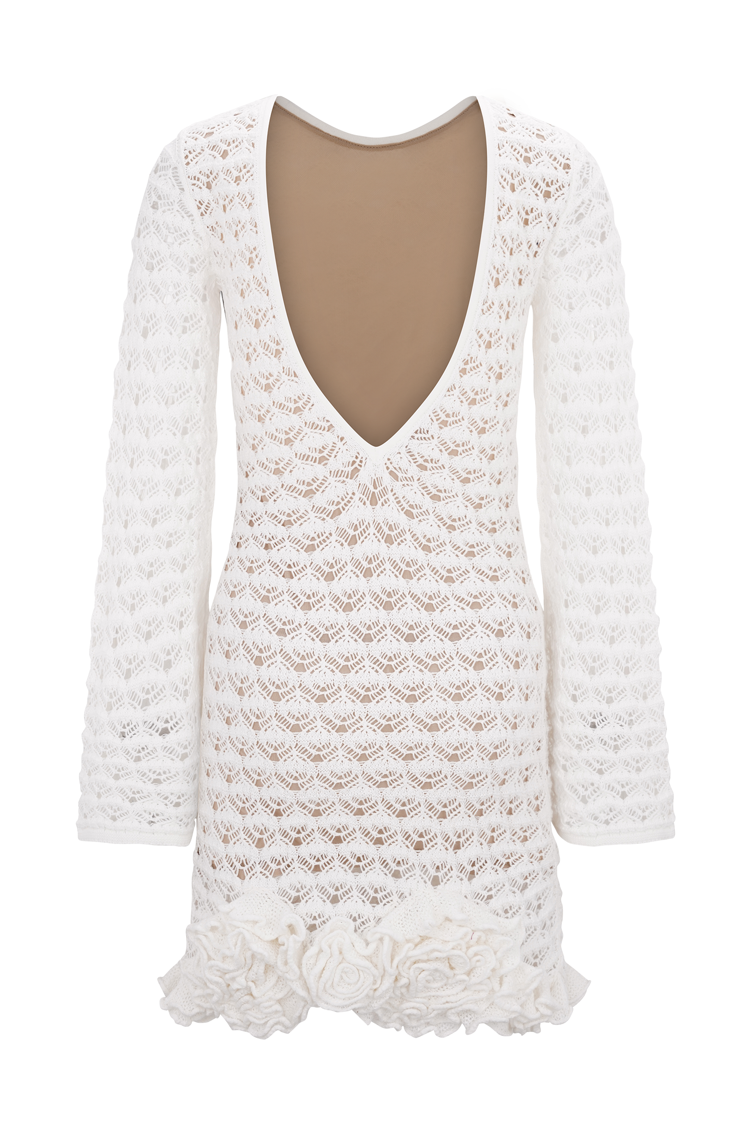 Ivory Ruffle Crochet Mini Dress
