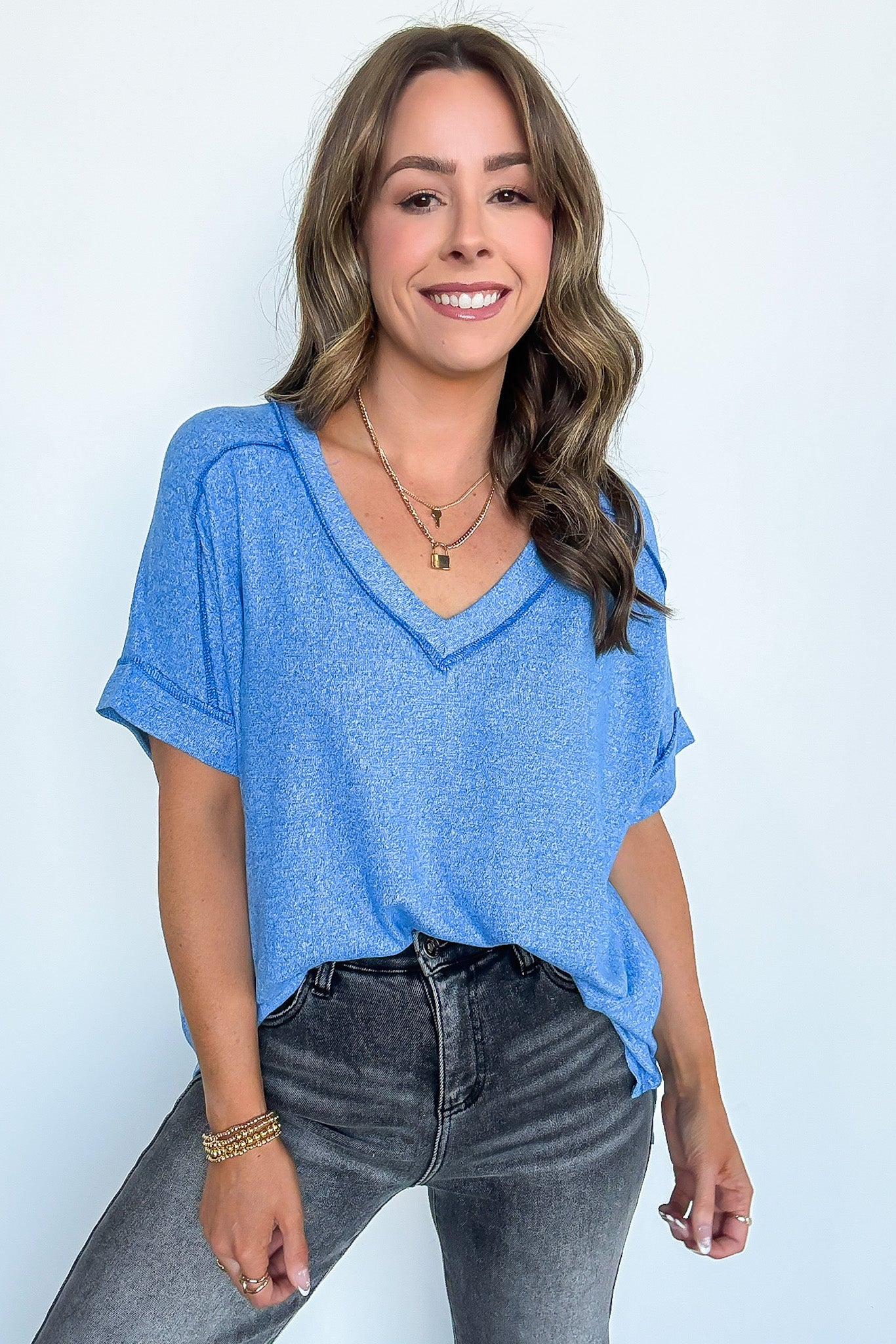 Sunday Morning V-Neck Hacci Knit Tee