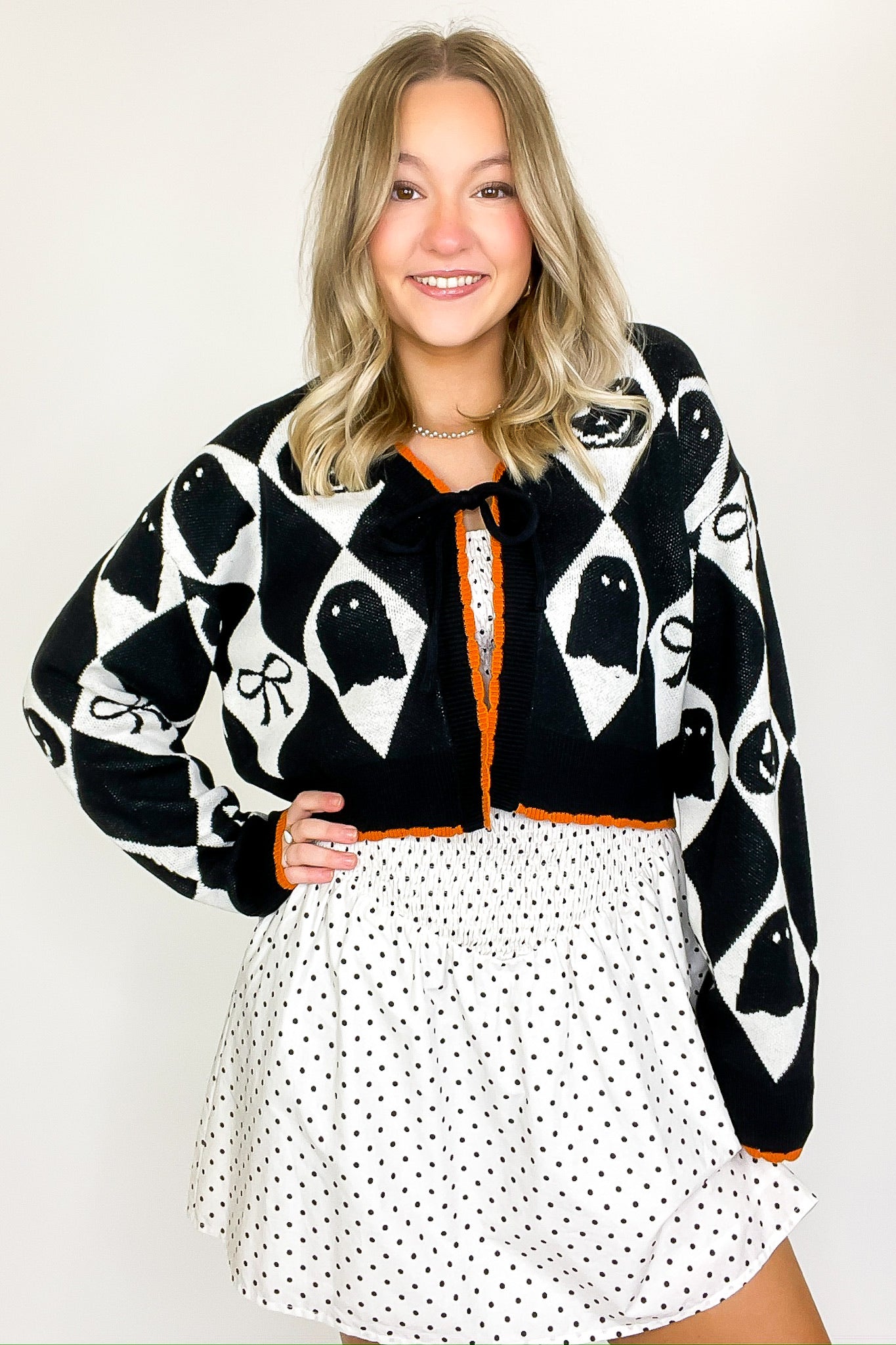 Ghoul Grid Argyle Knit Cardigan - FINAL SALE