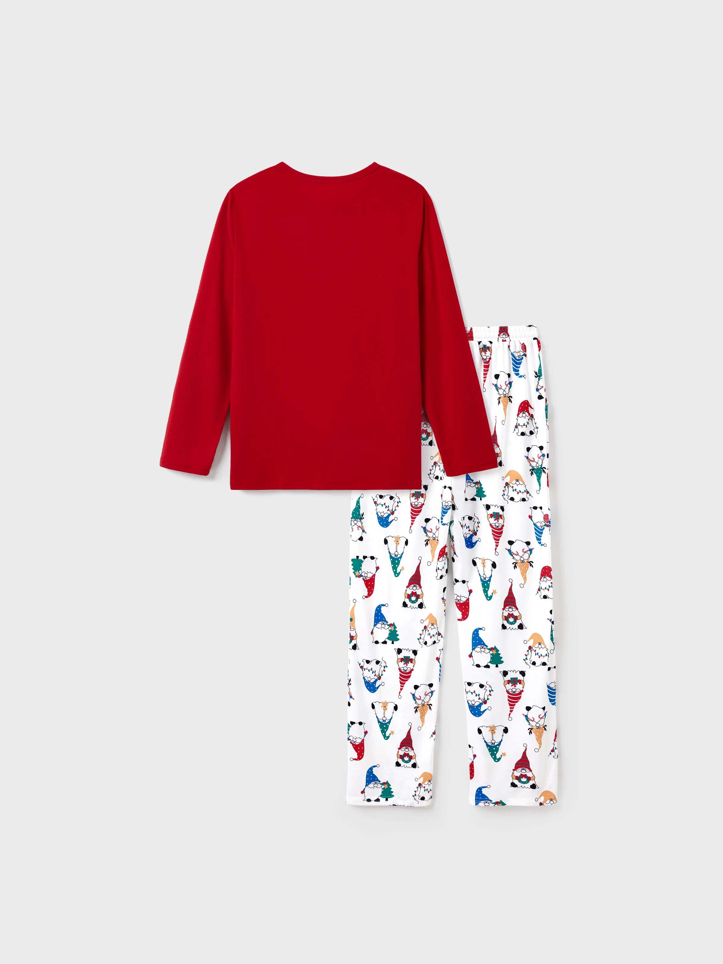 Christmas Matching Family Pajamas Set Christmas Gnome Print PJS with Christmas Socks Red