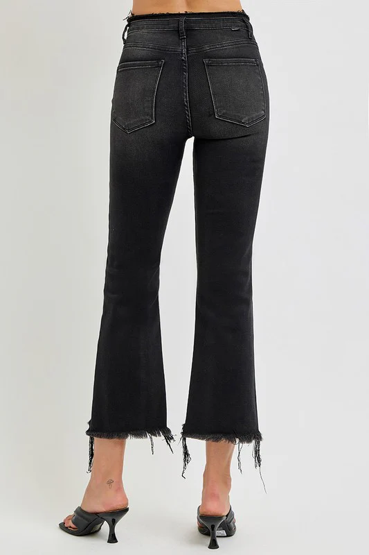 Full Size Raw Hem Cropped Flare Jeans Plus Size