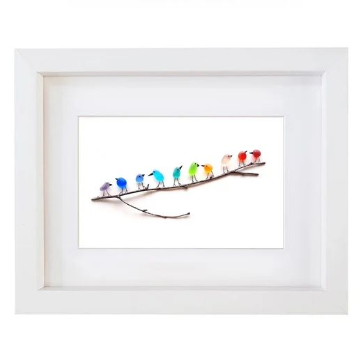 SheremArt Sea Glass Birds Decor Coastal Love Notes