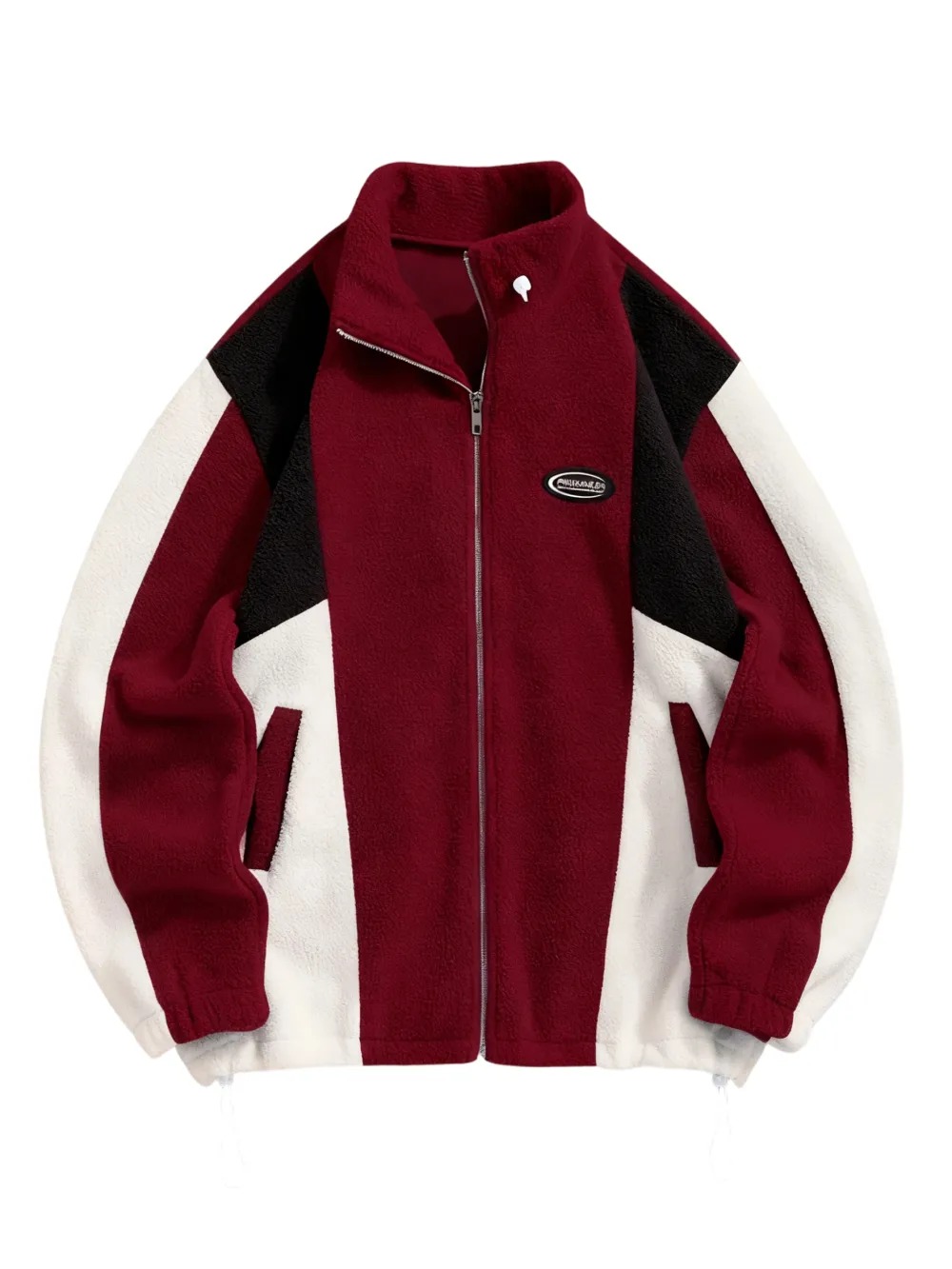 Unisex Colorblock Zip Up Fleece Jacket with Pockets