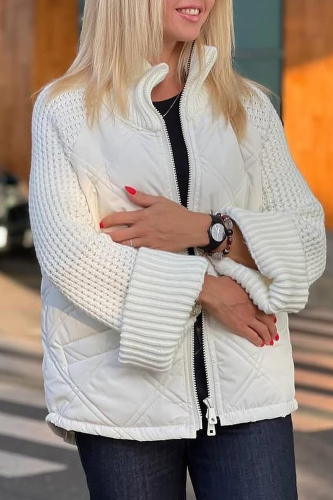 Women's Stylish Knitted Splicing Casual Jacket