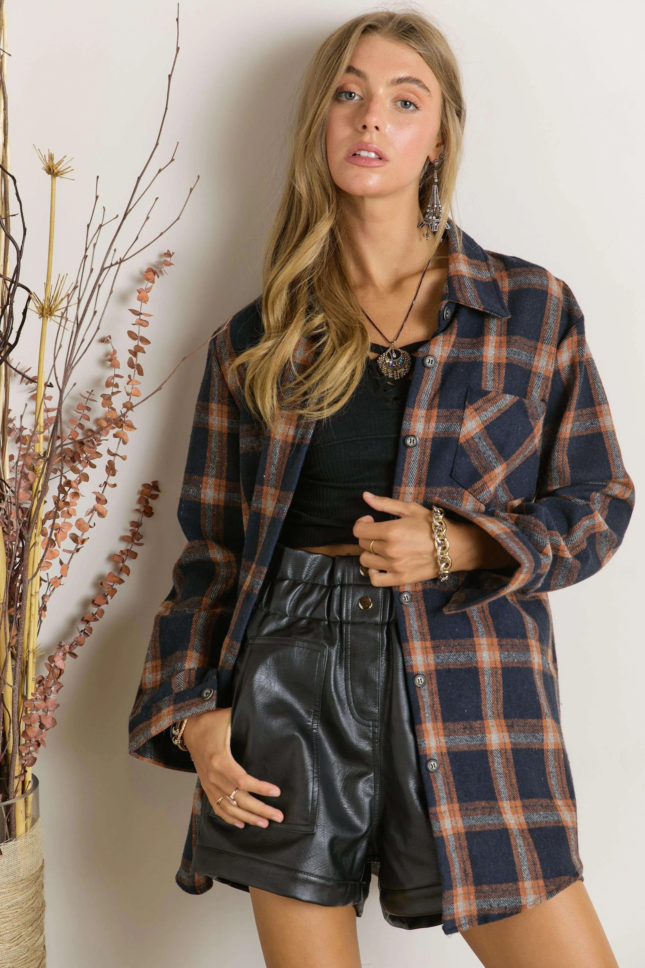 Full Size Button Down Flannel Shirt Plus Size