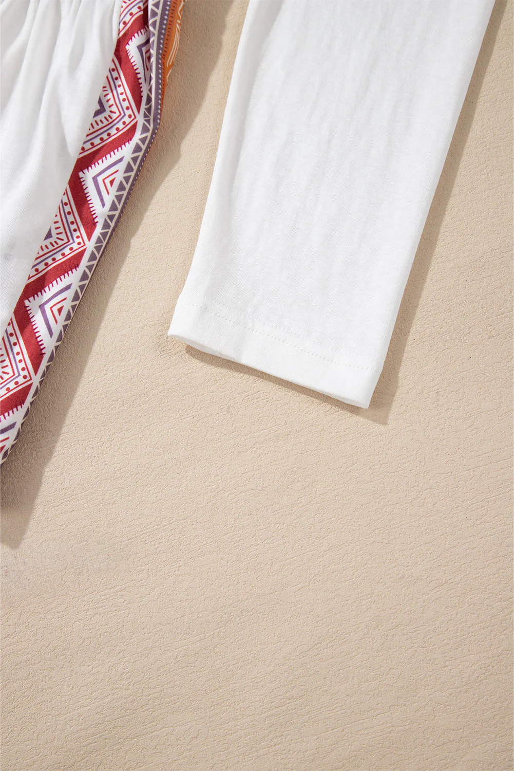 Western Aztec Print Patchwork Ruffled Tunic Long Sleeve Babydoll Top